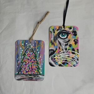 Set of 2 Handpainted Ornaments